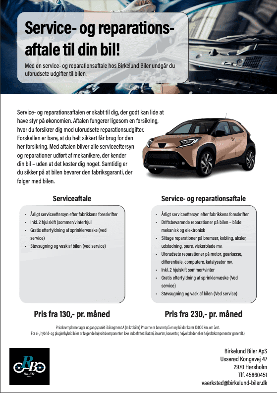 Priser på serviceaftale af bil